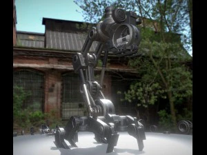 синяя версия с шеей шагающего робота 3D Модель