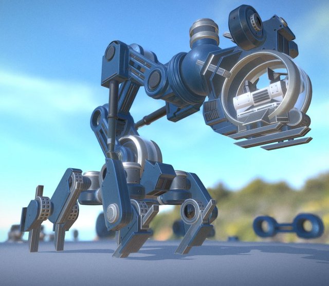 the walking mech neck blue version Modelo 3D .c4d .max .obj .3ds .fbx .stl .blend 