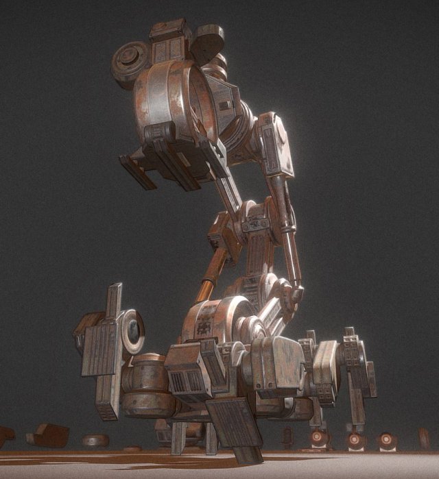 the walking mech neck rusty version Modelo 3D .c4d .max .obj .3ds .fbx .stl .blend 