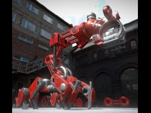 la versione rossa con collo mech ambulante Modello 3D