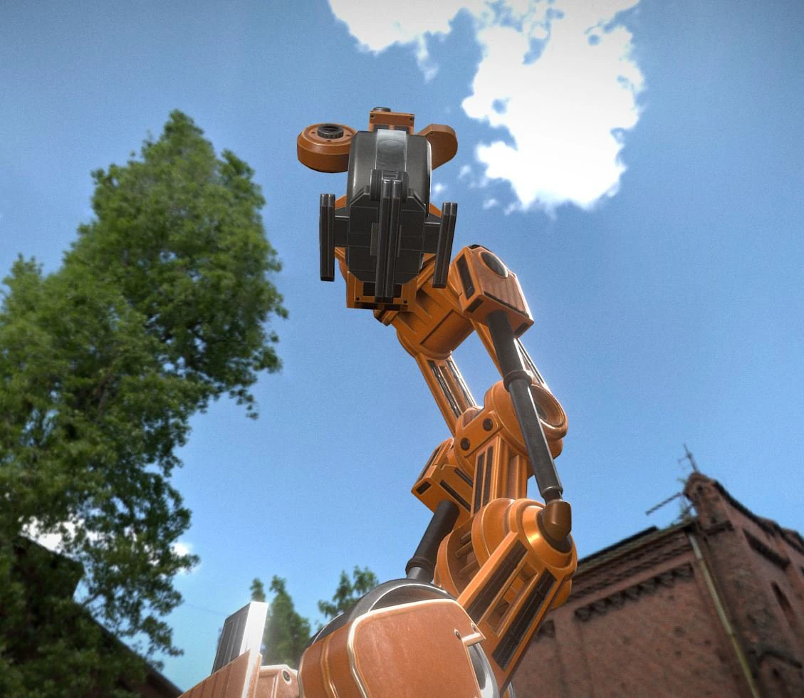 the walking mech neck orange version 3D Model .c4d .max .obj .3ds .fbx .stl .blend 