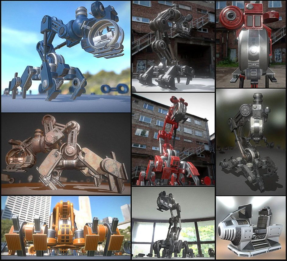 the walking mech neck collection 3D Model .c4d .max .obj .3ds .fbx .stl .blend