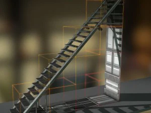 Colecci&oacute;n de escaleras futuristas b&aacute;sicas. Modelo 3D