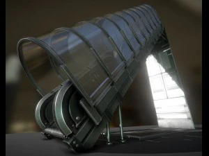 Colecci&oacute;n de escaleras futuristas b&aacute;sicas. Modelo 3D