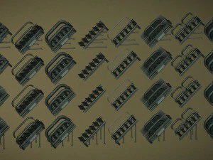 Colecci&oacute;n de escaleras futuristas b&aacute;sicas. Modelo 3D