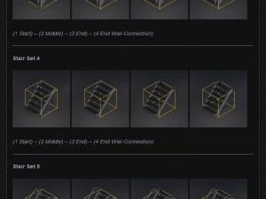 Colecci&oacute;n de escaleras futuristas b&aacute;sicas. Modelo 3D