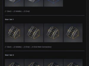 Colecci&oacute;n de escaleras futuristas b&aacute;sicas. Modelo 3D