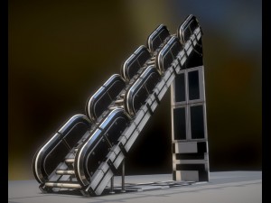 futuristic stairs collection white plastic Model 3D