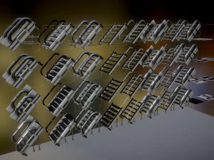 futuristic stairs collection white plastic 3D Model