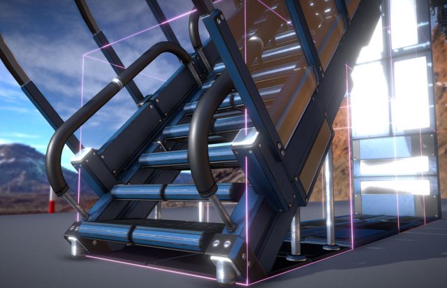 futuristic stairs collection blue 3Dモデル .c4d .max .obj .3ds .fbx .stl .blend 