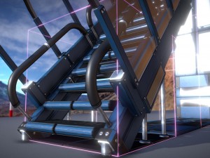 futuristic stairs collection blue 3D Model