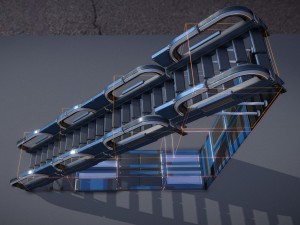 futuristic stairs collection blue 3Dモデル