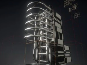 set scala fantascientifica in plastica bianca Modello 3D