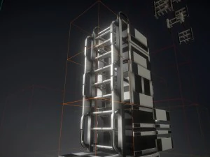 set scala fantascientifica in plastica bianca Modello 3D