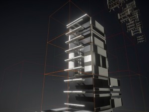 sci-fi ladder set white plastic Model 3D