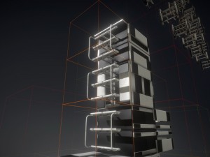 sci-fi ladder set white plastic Model 3D