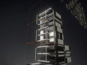 set scala fantascientifica in plastica bianca Modello 3D