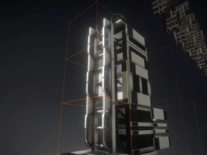 set scala fantascientifica in plastica bianca Modello 3D