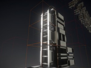 sci-fi ladder set white plastic Model 3D