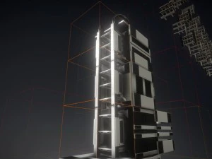 set scala fantascientifica in plastica bianca Modello 3D