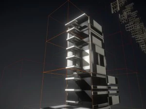 set scala fantascientifica in plastica bianca Modello 3D