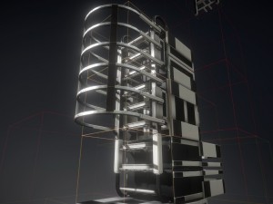 sci-fi ladder set white plastic Model 3D