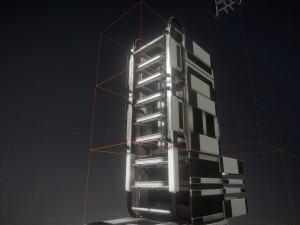sci-fi ladder set white plastic Model 3D