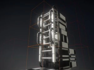 set scala fantascientifica in plastica bianca Modello 3D