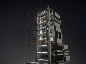 sci-fi ladder set white plastic Model 3D