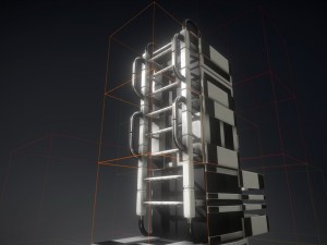 sci-fi ladder set white plastic Model 3D