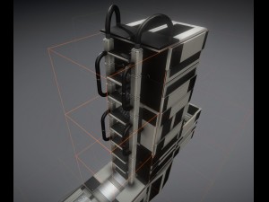 sci-fi ladder set white plastic Model 3D
