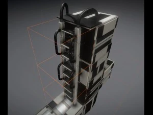 set scala fantascientifica in plastica bianca Modello 3D