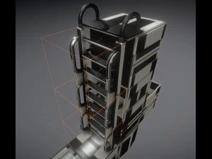 set scala fantascientifica in plastica bianca Modello 3D