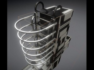 sci-fi ladder set white plastic Model 3D