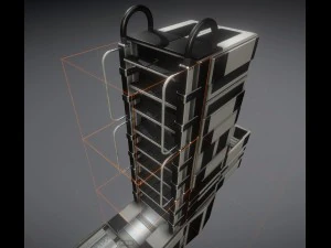 set scala fantascientifica in plastica bianca Modello 3D