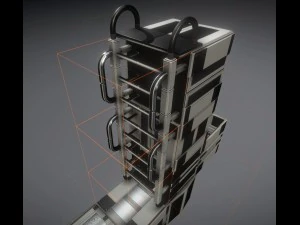 set scala fantascientifica in plastica bianca Modello 3D