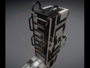sci-fi ladder set white plastic Model 3D