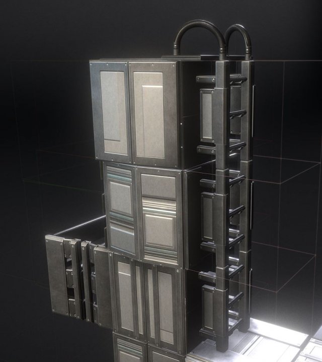sci-fi ladder set basic version 3D Model .c4d .max .obj .3ds .fbx .stl .blend 
