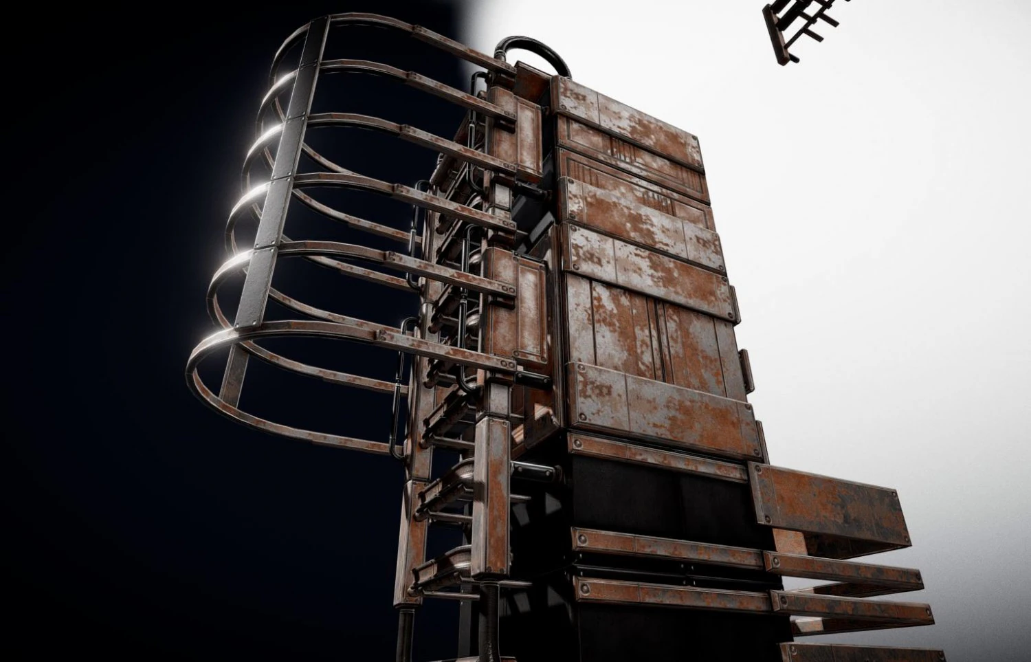 sci-fi ladder set rusty version 3D Model .c4d .max .obj .3ds .fbx .stl .blend 