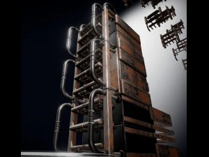 sci-fi ladder set rusty version 3D Model