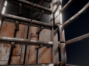 sci-fi ladder set rusty version 3D Model