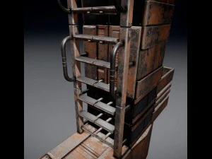 sci-fi ladder set rusty version 3D Model