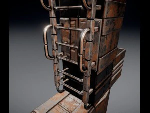 sci-fi ladder set rusty version 3D Model