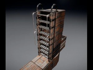 sci-fi ladder set rusty version 3D Model