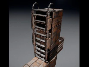 sci-fi ladder set rusty version 3D Model