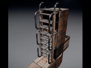 sci-fi ladder set rusty version 3D Model