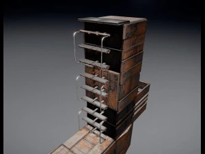 sci-fi ladder set rusty version 3D Model