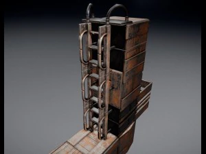sci-fi ladder set rusty version 3D Model