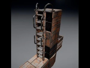 sci-fi ladder set rusty version 3D Model