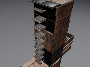 sci-fi ladder set rusty version 3D Model